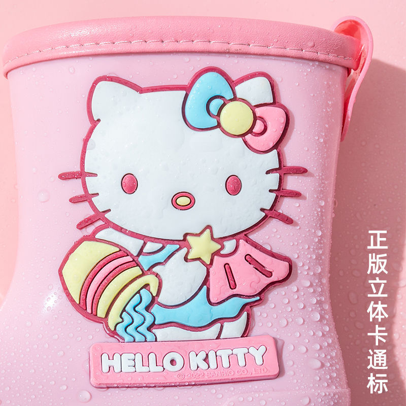 HELLO KITTY children's rain boots baby children's rain boots girls water shoes waterproof toddler students non-slip rubber shoes