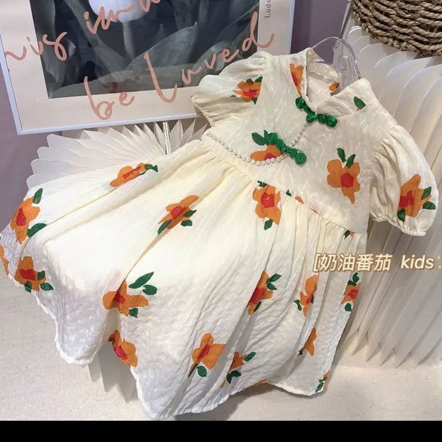 女童旗袍裙子夏裝2022年新款洋氣夏天公主裙兒童裝漢服夏季連衣裙