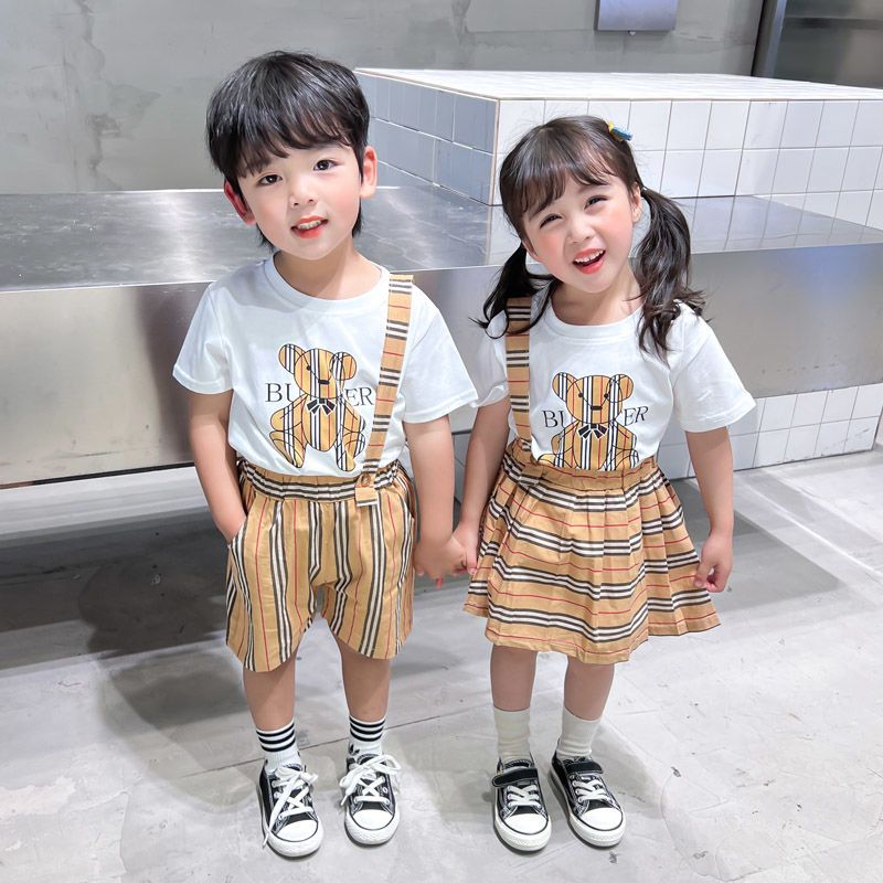 兒童姐弟裝幼兒園服班服短袖套裝炸街兄妹裝表演服寶寶龍鳳胎夏季