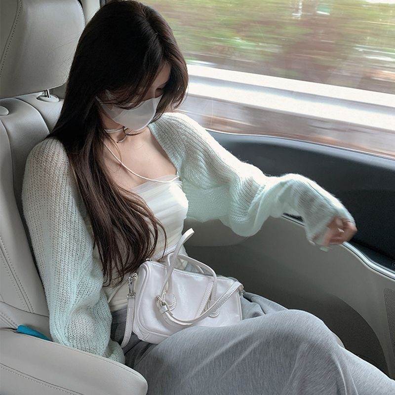 辣妹季節~防曬衣女外穿夏季薄款純欲針織罩衫肌理感長袖披肩上衣