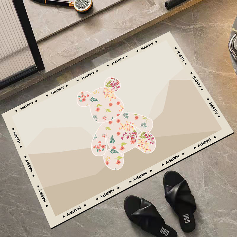 [two piece set] toilet bathroom floor mat fast drying non slip mat dirt resistant water absorption door soft cushion violent bear carpet