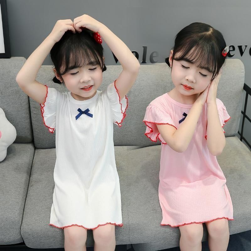 女童睡裙夏季薄款冰絲小女孩仙氣兒童睡衣公主風家居服寶寶空調服