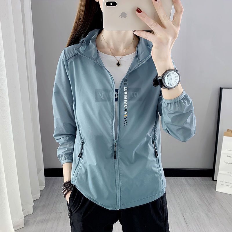 Summer outdoor ultra-thin ice silk sunscreen clothing women's UV protection breathable elastic jacket sports sunscreen clothing skin clothing