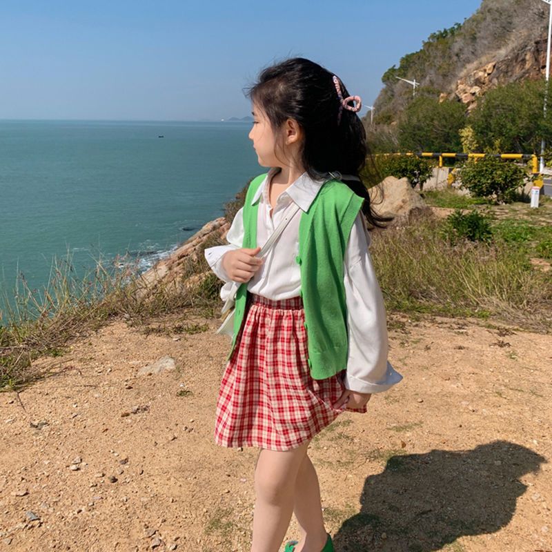 Girls net red Korean skirt summer dress 2023 summer new baby skirt foreign style children's plaid skirt
