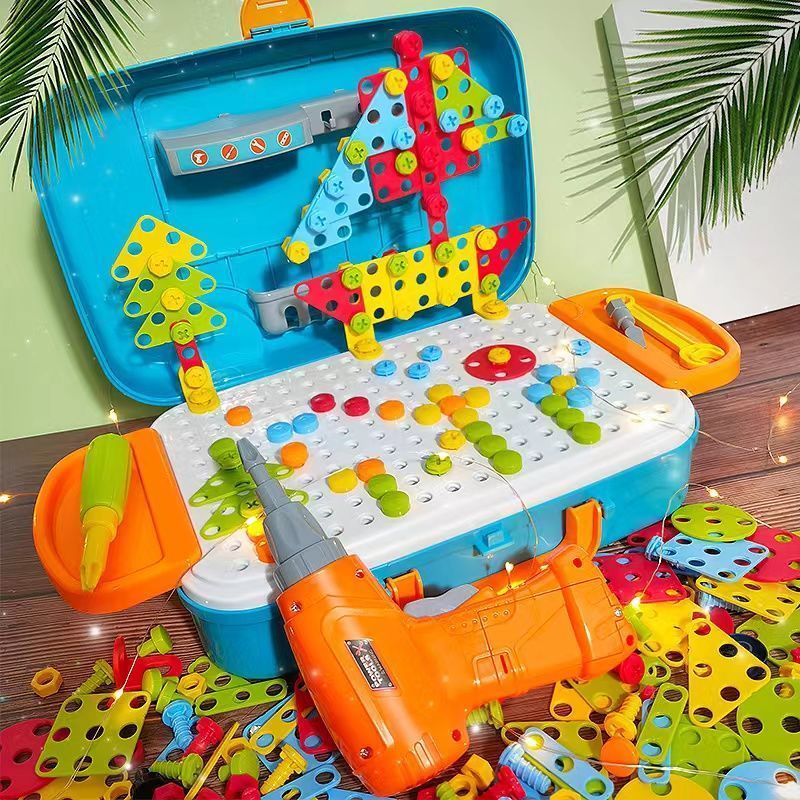 儿童拧螺丝钉组装男孩玩具电钻工具箱拆拼装益智动脑3岁6生日礼物