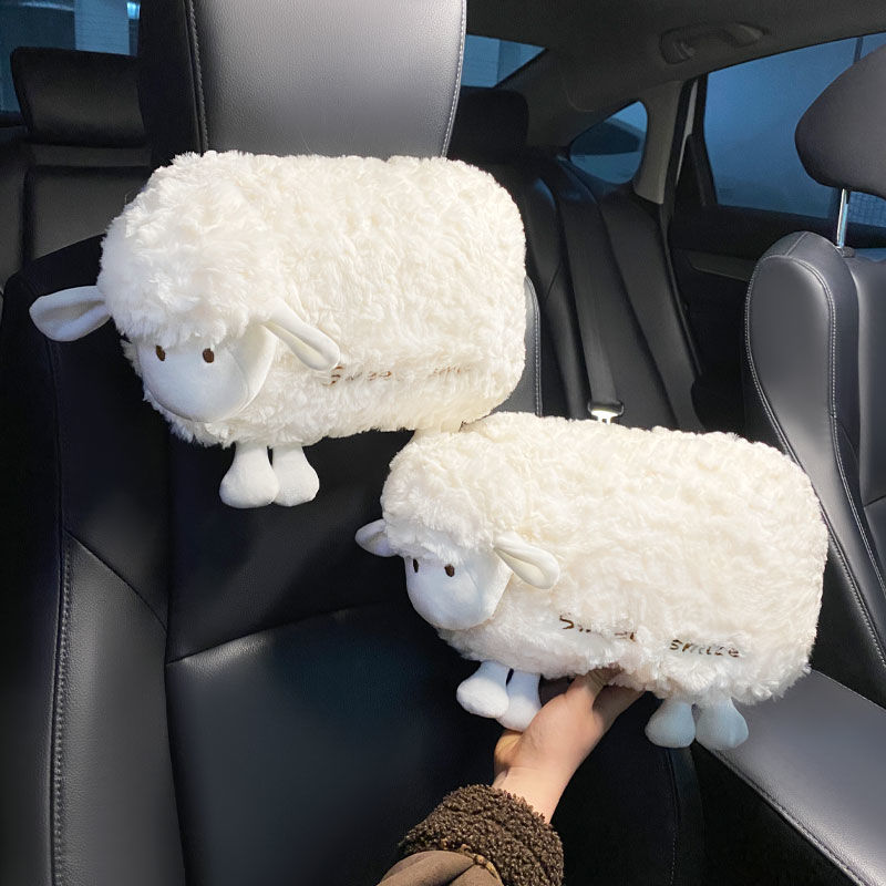 汽车头枕车用腰靠羊羔绒卡通可爱高档女生车内车载通用枕头腰靠垫