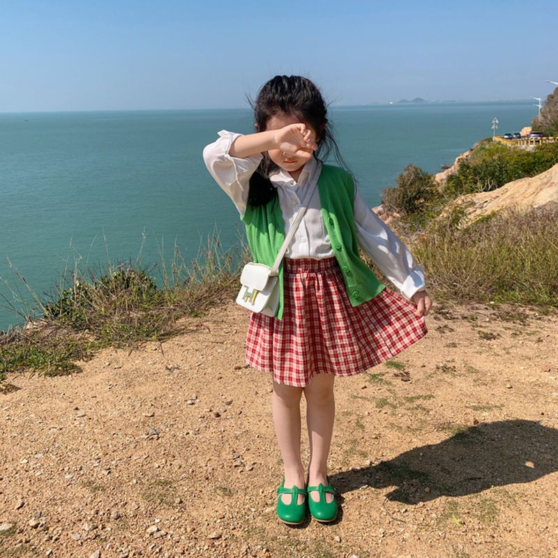 Girls net red Korean skirt summer dress  summer new baby skirt foreign style children's plaid skirt