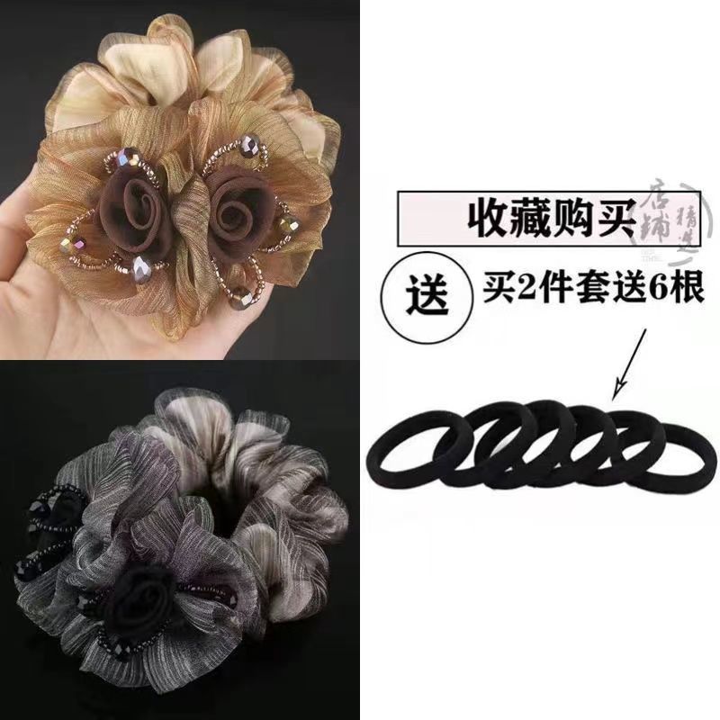 Korean Headband Headdress 40-50 years old foreign style pig large intestine simple lazy hair curler new headdress nurse hair curling