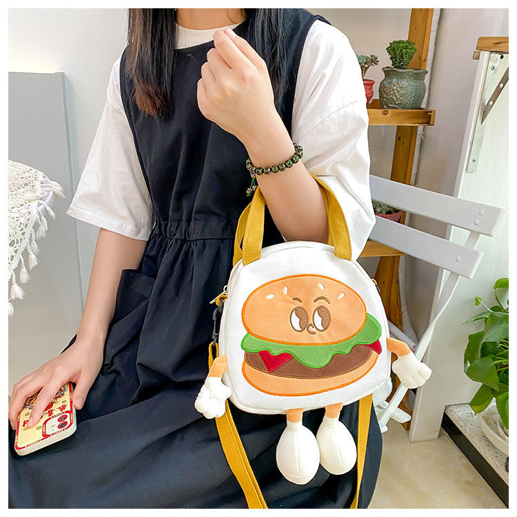 可爱多多系列新款汉堡包可萌单肩包小众初春单肩帆布包送女友