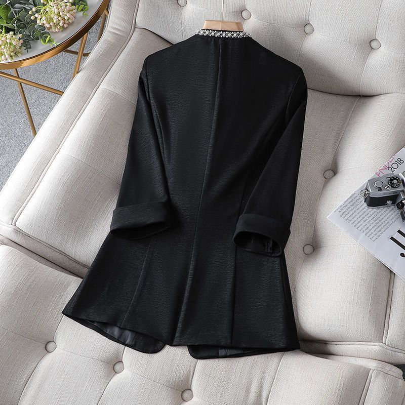 High-end small suit jacket women's fashion all-match temperament ladies high-end buttonless suit women's tops spring and autumn new