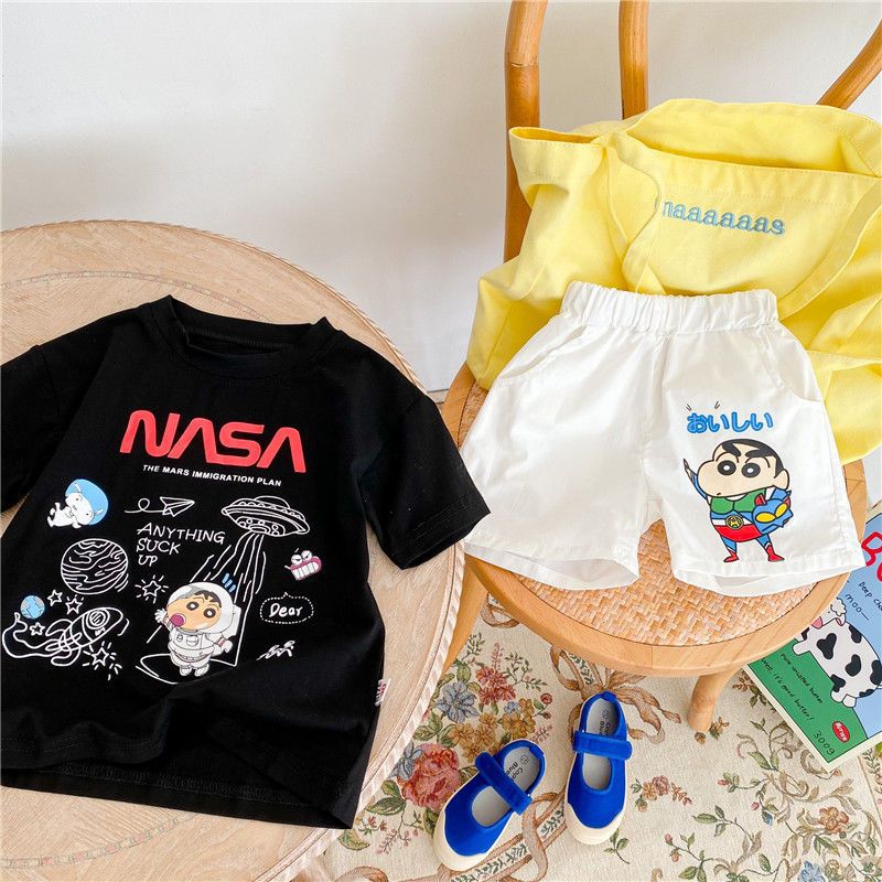Cotton children's clothing male baby middle and small children 2023 summer new Korean version of sports thin Crayon Shin-chan cartoon shorts