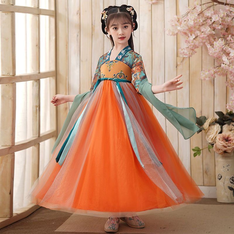 漢服女童夏季童裝連衣裙2022新款中國風短袖女孩超仙兒童裙子夏裝
