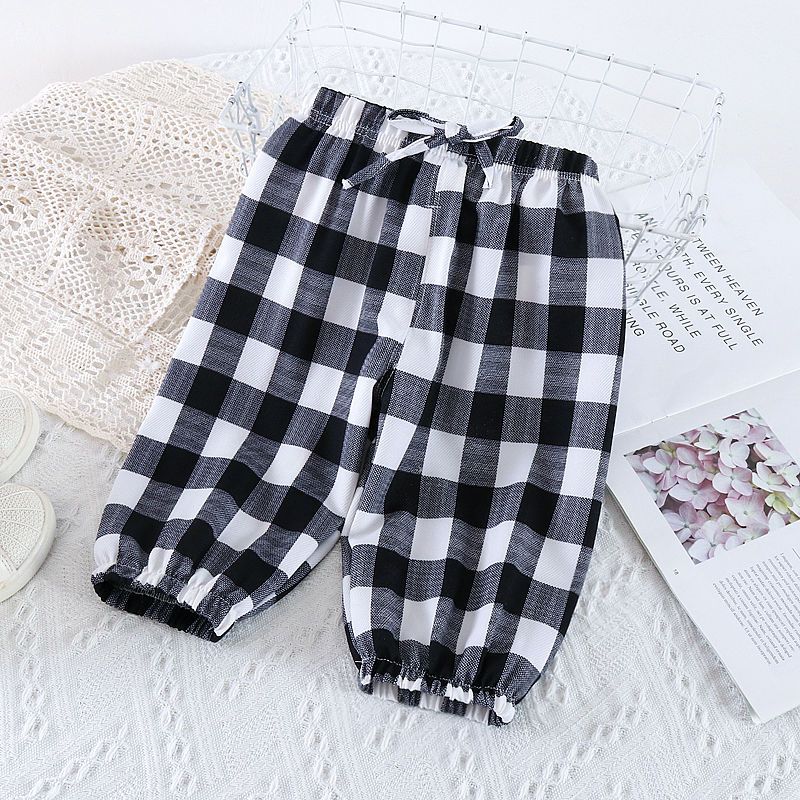 Baby anti-mosquito pants summer thin boys and children's summer dress ice silk lantern pants girl baby cotton air-conditioning beam trousers