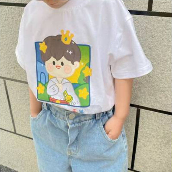 纯棉儿童立体印花短袖T恤夏季男女童韩系圆领休闲上衣姐弟兄妹装