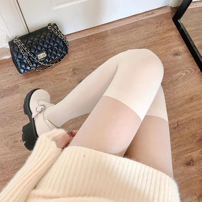 Fake thigh socks over the knee long tube fake high tube calf splicing bottoming socks jk black stockings Japanese white pantyhose women