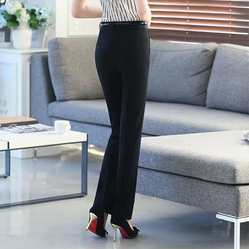 Draping black suit pants women's professional summer thin section work work pants high waist straight tube formal dress small trousers