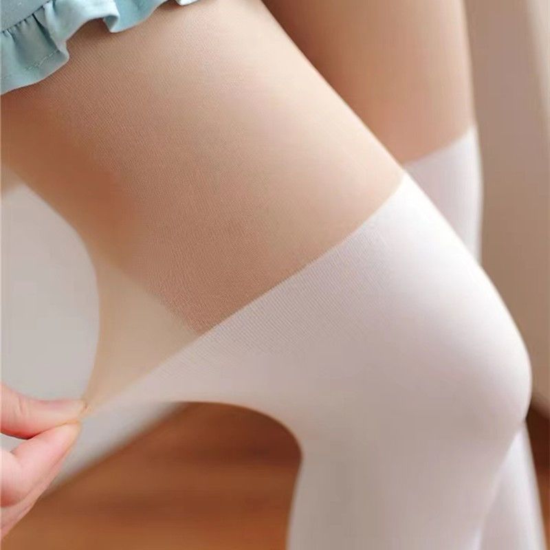 Fake thigh socks over the knee long tube fake high tube calf splicing bottoming socks jk black stockings Japanese white pantyhose women