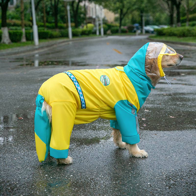 All-inclusive large dog raincoat Golden Retriever Shiba Inu Bianmu Labrador four-legged waterproof medium-sized large dog pet poncho