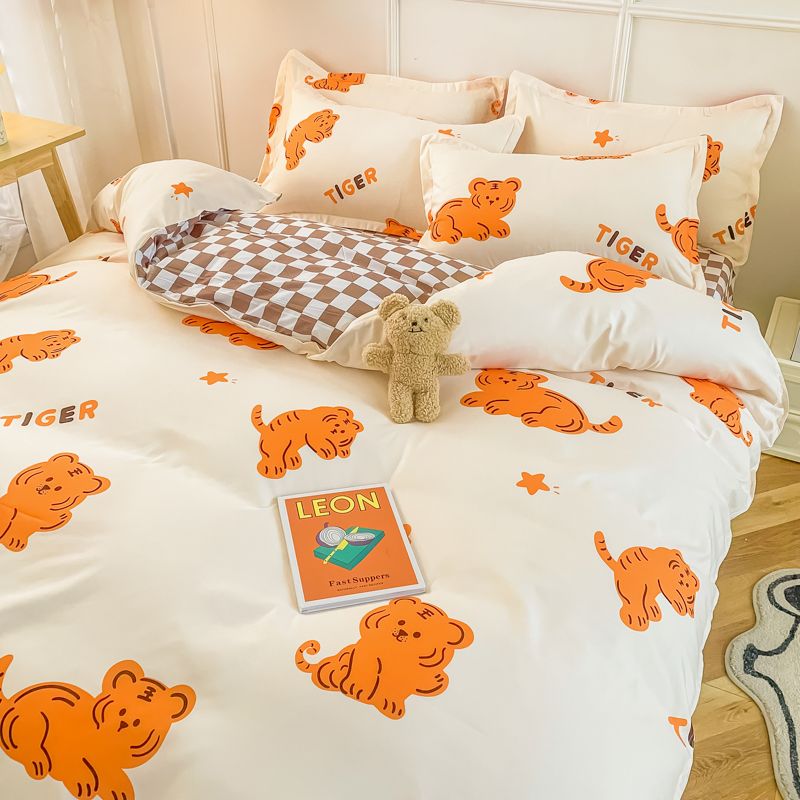 Japanese net red cartoon bed four piece quilt cover single piece quilt cover sheet student dormitory single bed three piece set