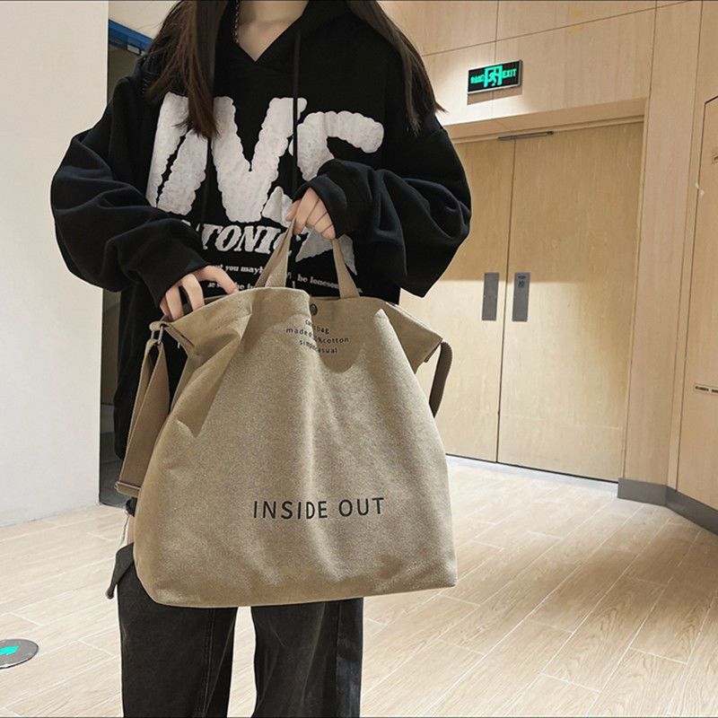 Canvas bag women's new ins forest style versatile college student class bag tutoring canvas messenger bag large capacity school bag