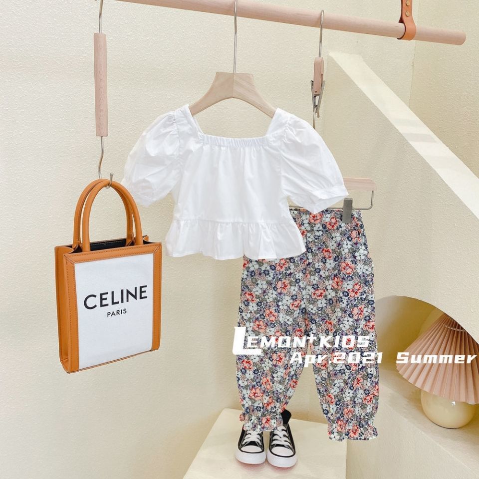 Girls summer suit 2022 new children's summer anti-mosquito pants female baby fashionable t-shirt short-sleeved two-piece set tide