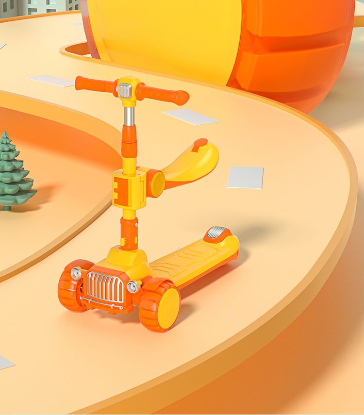 新款防摔防侧翻三合一音乐儿童滑板车可座可折叠男女宝宝通用玩具