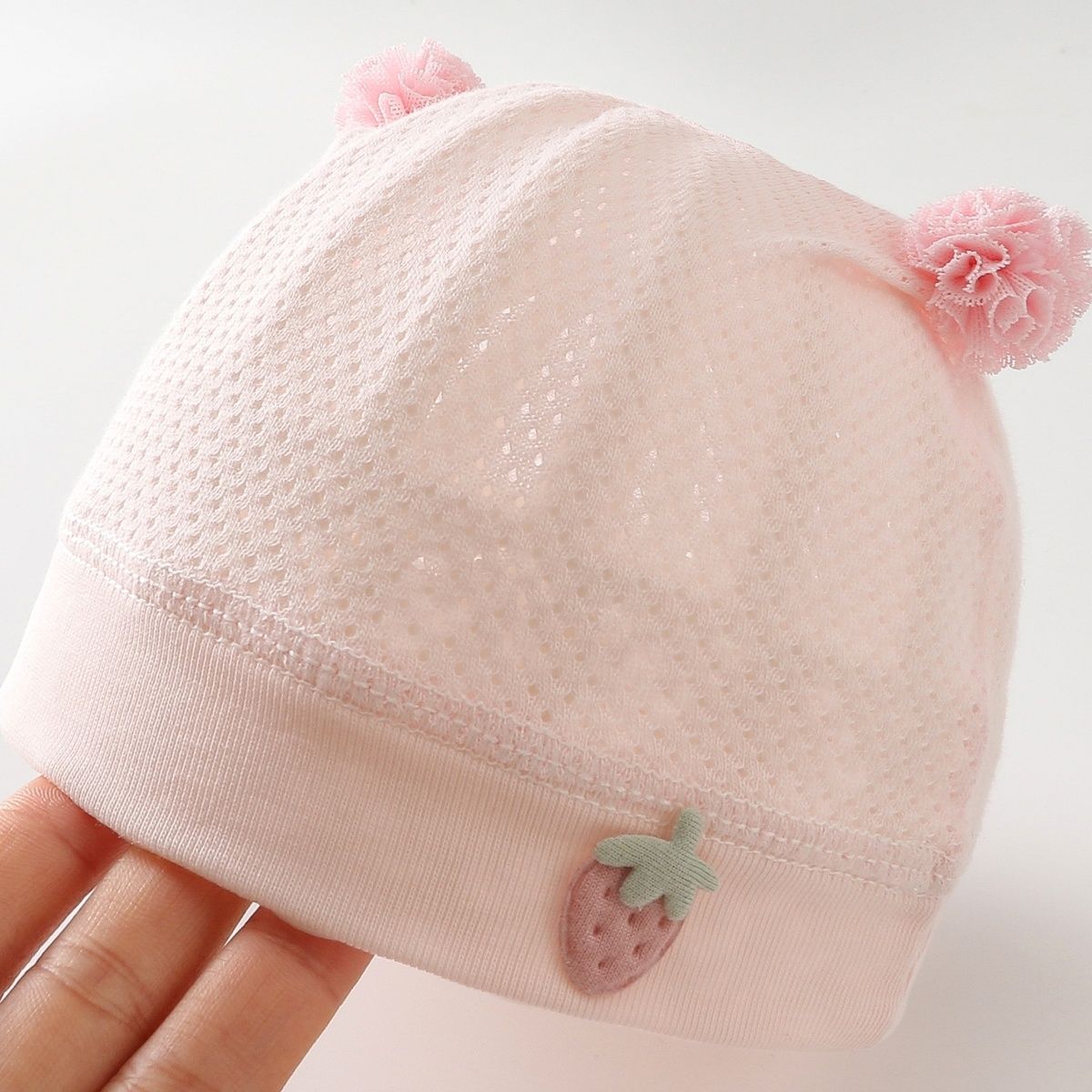 婴儿帽子夏季薄款网孔护囟门帽0-3月6男女宝宝夏天凉帽新生儿胎帽