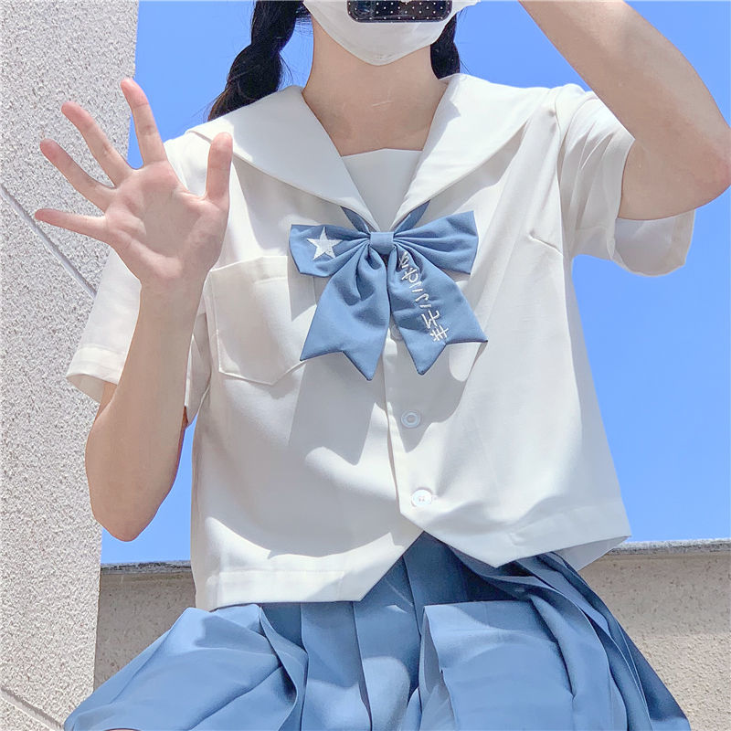 日系正統關西襟白無本基礎款jk制服上衣水手服中間服短袖夏服襯衫