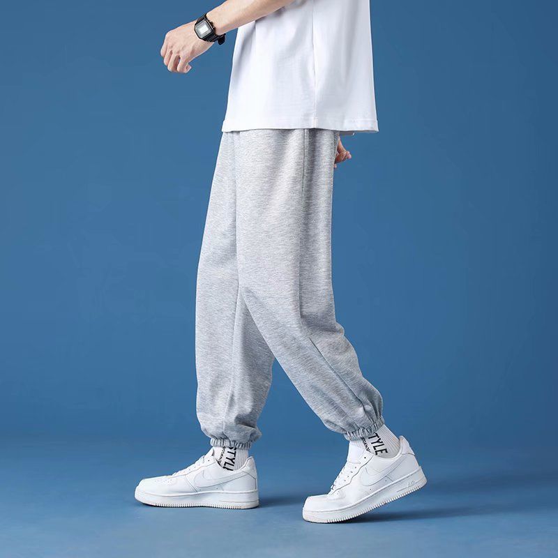 Gray sports pants men's autumn all-match loose straight leg nine-point guard pants Korean style trendy spring and autumn casual pants