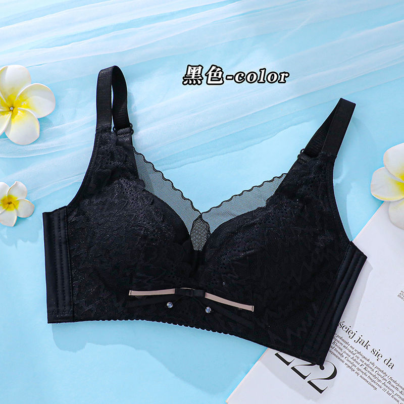 Underwear thin section thin cup without rims gathered adjustable breast milk anti-sagging ultra-thin breathable hole cup bra