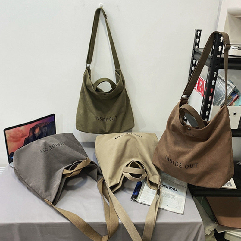 Canvas bag women's new ins forest style versatile college student class bag tutoring canvas messenger bag large capacity school bag