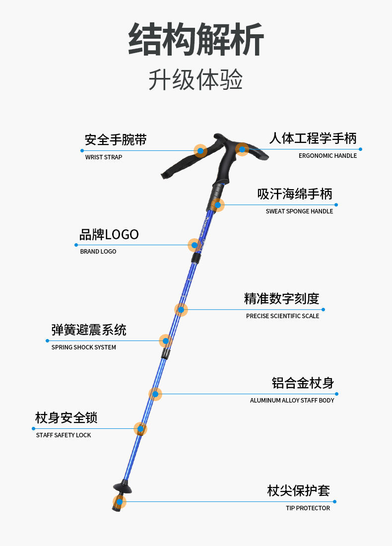 户外登山杖直销专业户外用品便携旅行旅游徒步老人防滑多功能手杖