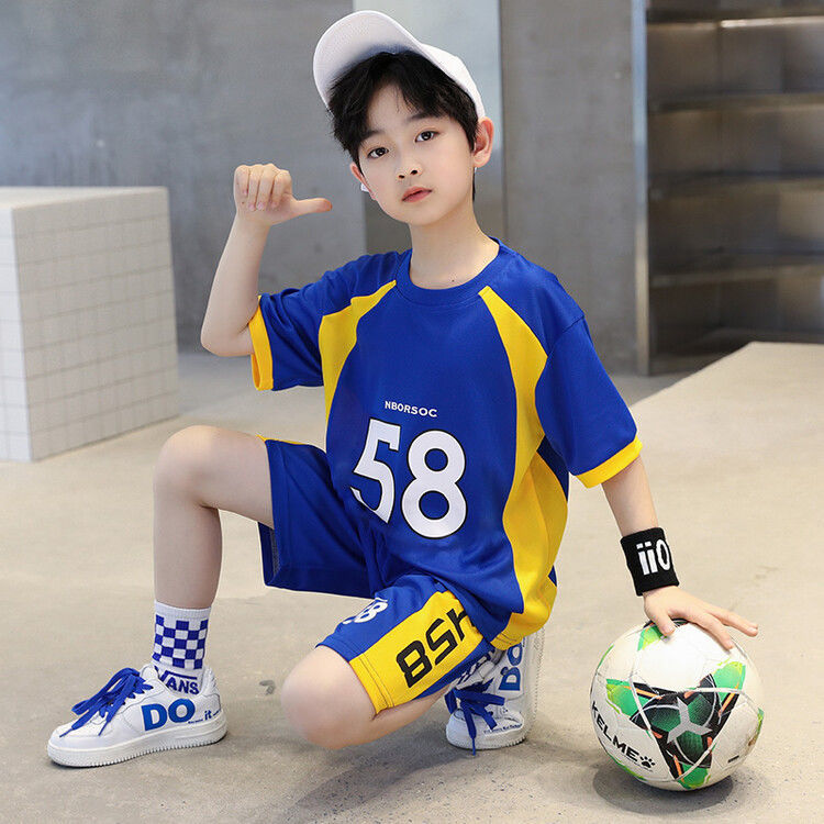 Boys' short-sleeved suits 2023 new boys' middle-aged and older children's sportswear handsome children's summer quick-drying basketball clothes