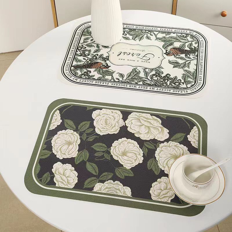 Dining table dormitory thermal insulation dining pad waterproof and oil proof northern European dining pad mouse pad integrated light luxury flower bird dining pad