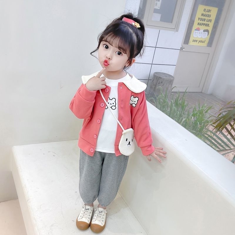 Spring and autumn children's clothing new baby clothes girls princess style latest baby spring clothes can be worn outside suits