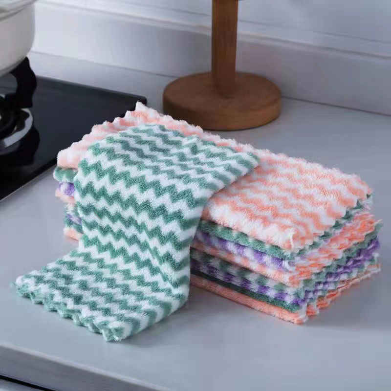 Non greasy non shedding absorbent dishwashing, small towel, thickened wiping table and bowl, scouring pad, kitchen_voghion.com