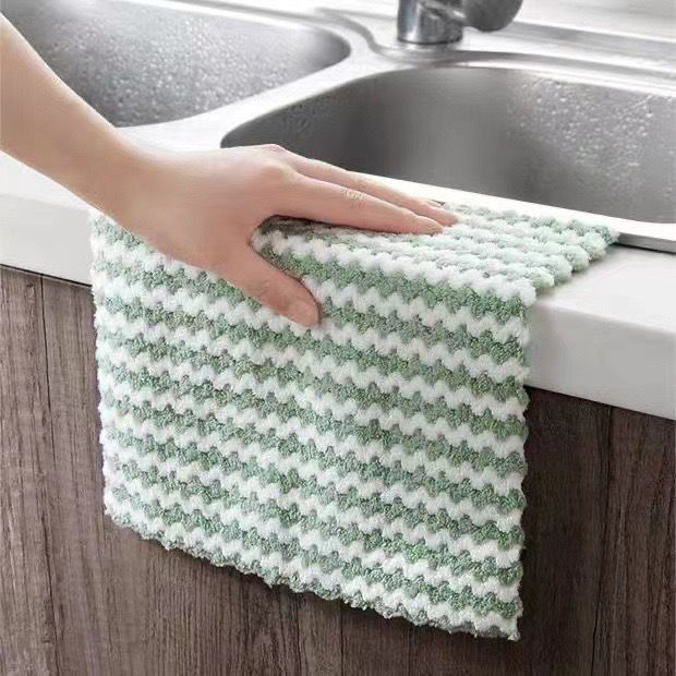 Non greasy non shedding absorbent dishwashing, small towel, thickened wiping table and bowl, scouring pad, kitchen_voghion.com