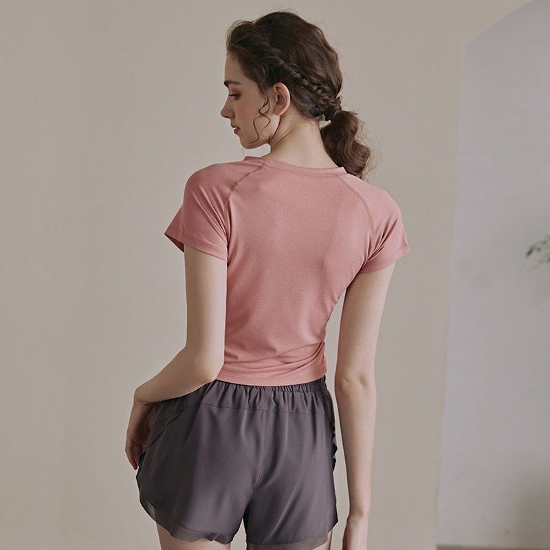 运动T恤女春夏季薄款短袖健身服上衣网红修身显瘦性感跑步瑜伽服