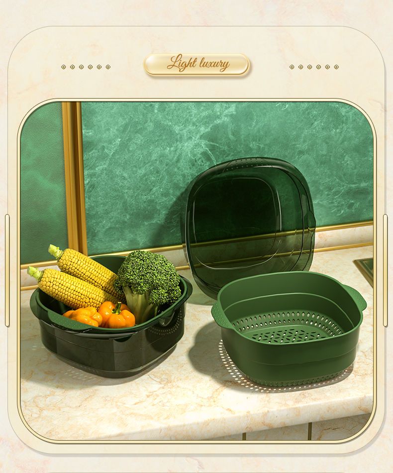 家用洗菜盆网红沥水篮厨房双层洗菜篮洗水果神器淘菜盆透明水果盘