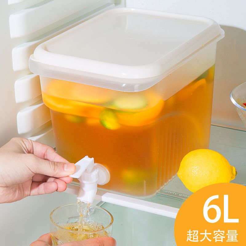 夏天冰水凉水桶冷水壶带龙头冰箱家用大容量6L网红水果茶壶可乐桶