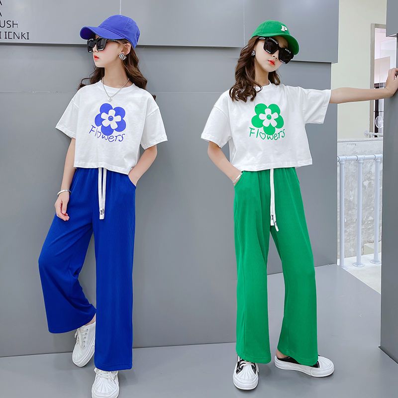 女童夏裝套裝2022新款兒童夏季運動大童裝女孩韓版洋氣時髦網紅潮