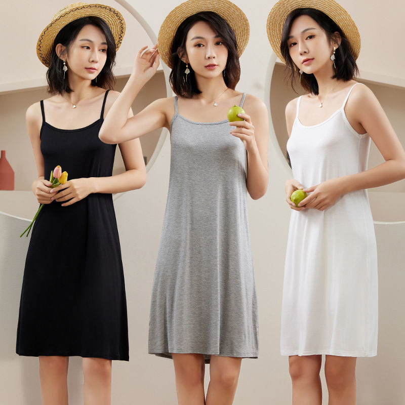 Modal suspender nightdress female summer dress female summer bottoming black vest long skirt spring and autumn skirt
