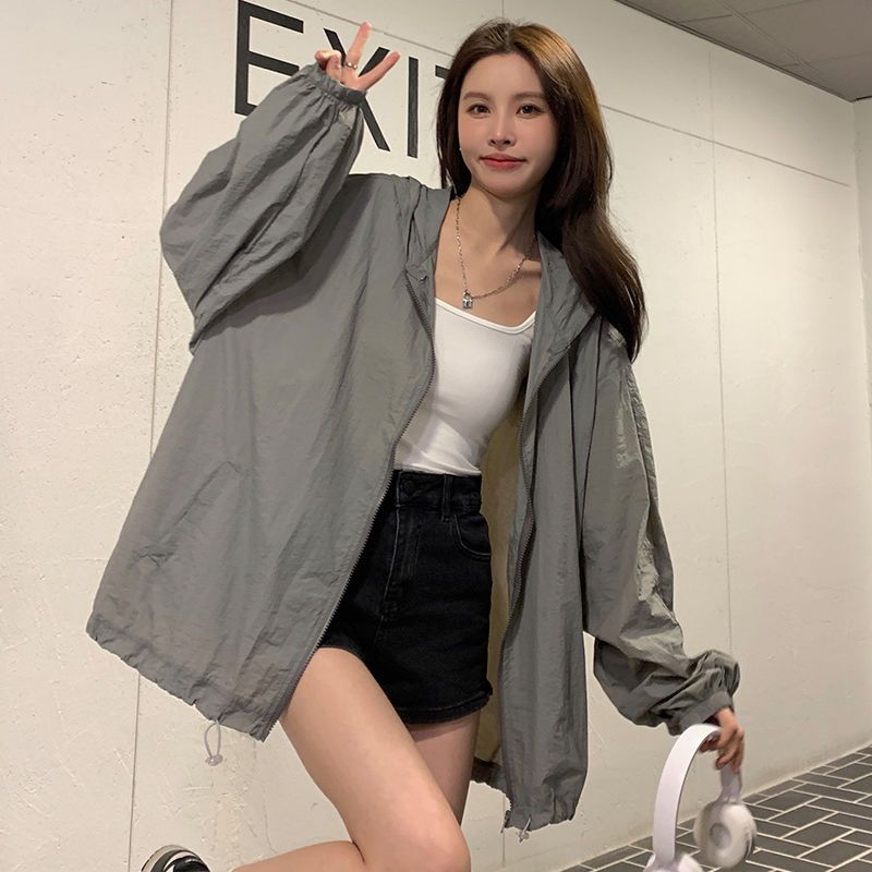 New sunscreen clothes in summer women's Korean Hoodie loose and thin, versatile hip-hop pop lazy coat, trendy girl