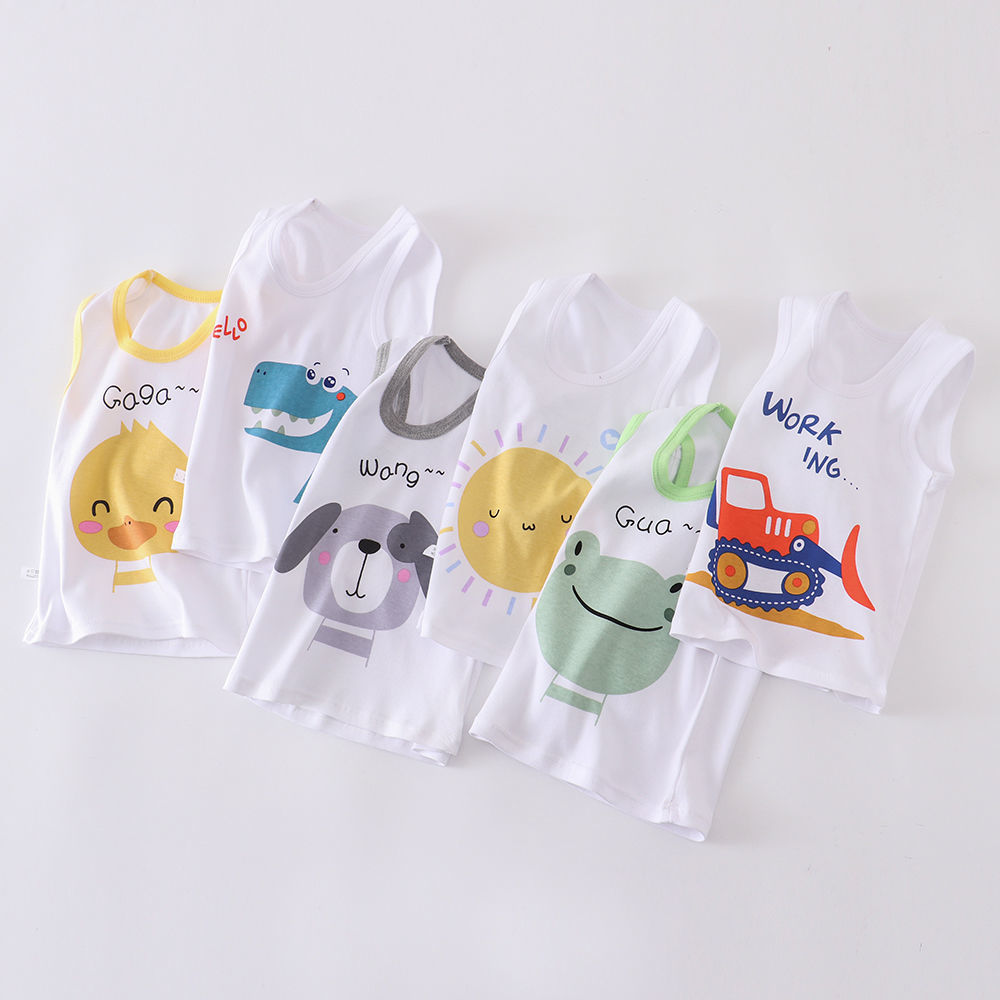Baby and children's vest pure cotton summer thin section boys and girls' clothing top baby belly protection cartoon breathable camisole