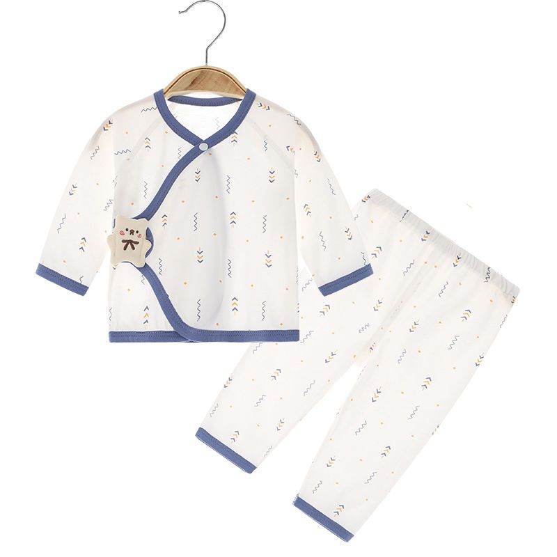 嬰兒夏季薄款內衣無骨新生兒衣服純棉套裝長袖空調服寶寶睡衣夏