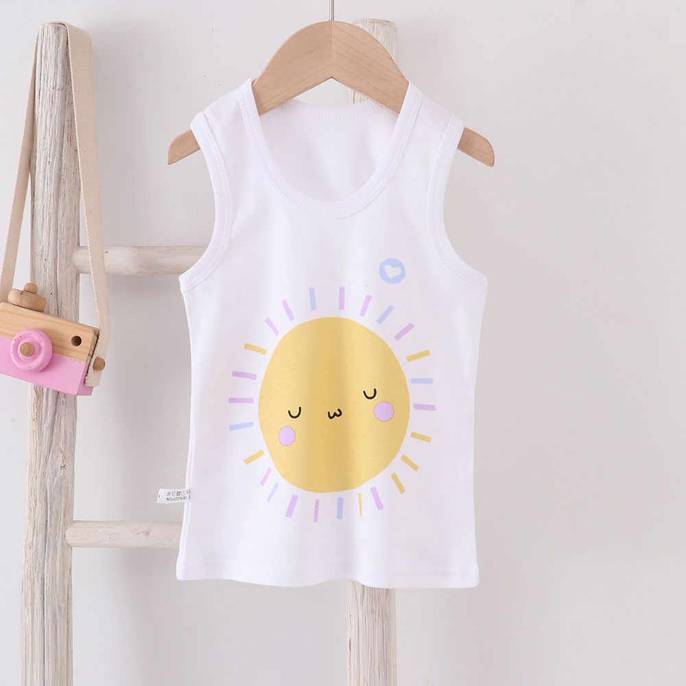Baby and children's vest pure cotton summer thin section boys and girls' clothing top baby belly protection cartoon breathable camisole