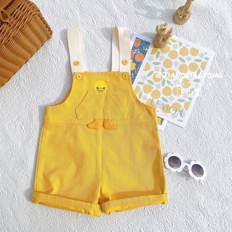 Children's overalls suit boys and girls summer new fashion foreign style cute baby cotton short two-piece set tide