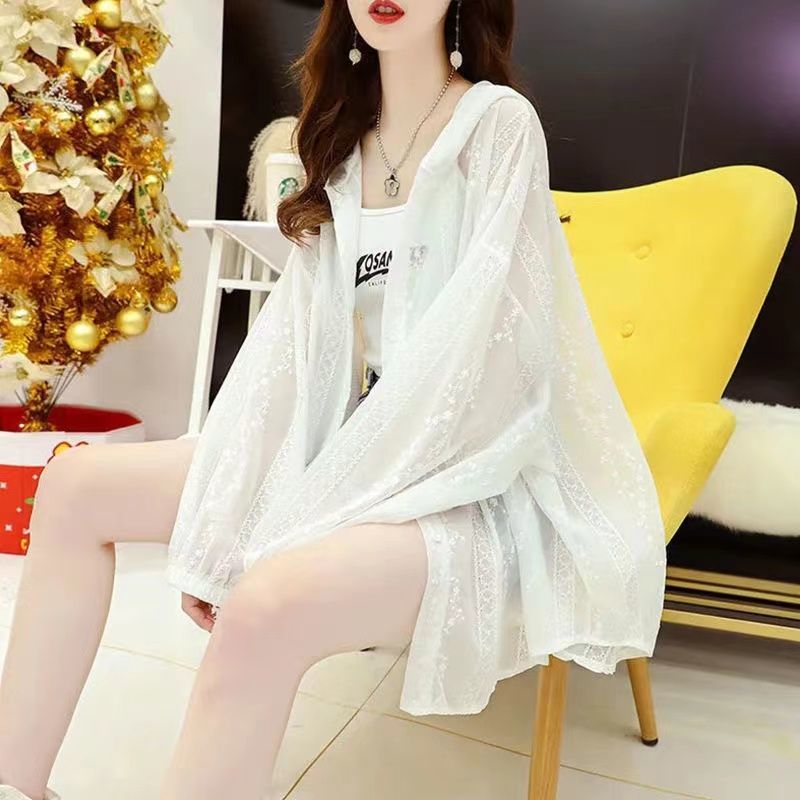 Summer ice silk sunscreen jacket female lace net red 2022 new all-match thin section breathable fried street sunscreen