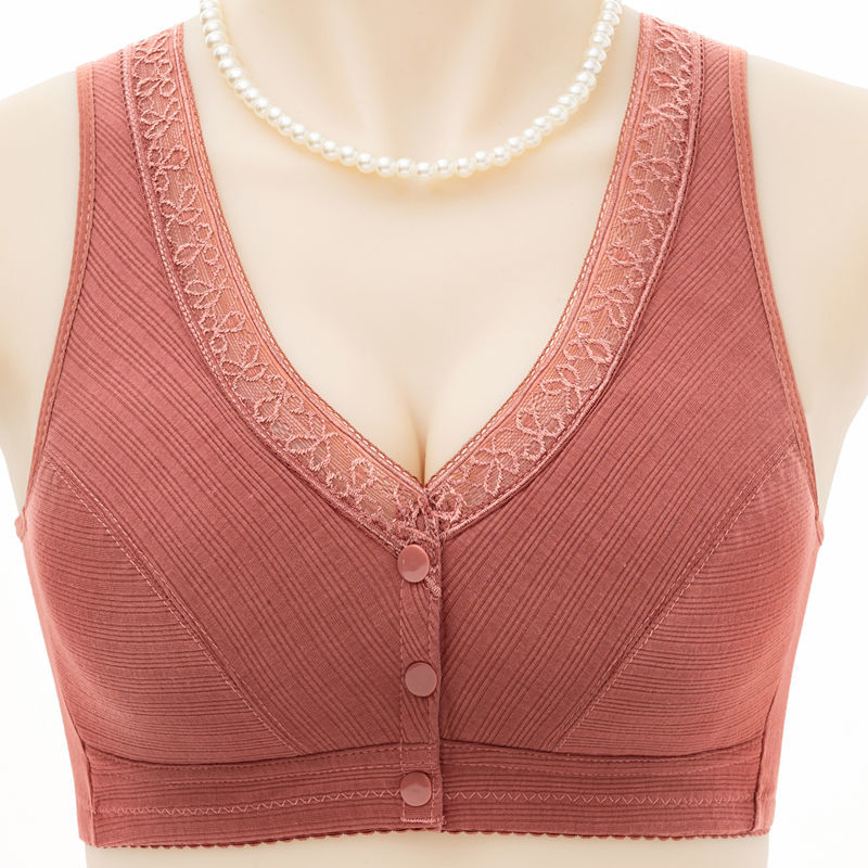 Pure cotton middle-aged and elderly mother's bra without rims push-up underwear women's anti-sagging front-breasted bra for the elderly to collect secondary breasts