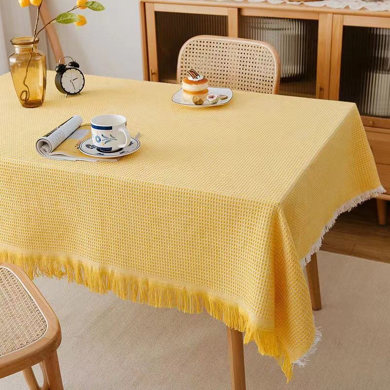 日式侘寂风奶茶色桌布ins风加厚棉麻布艺高级感轻奢餐桌方桌布